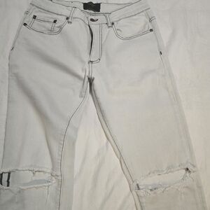 Men's Slim Straight Distressed Jeans - White